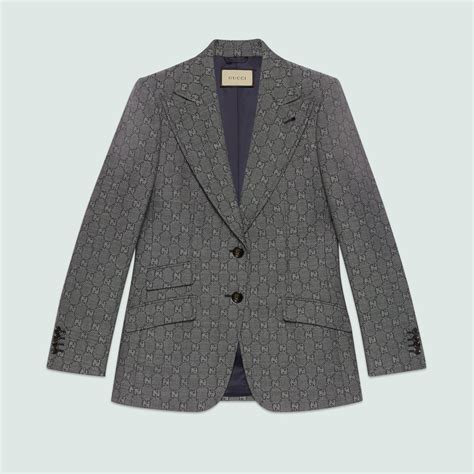 GG wool jacquard jacket in black .